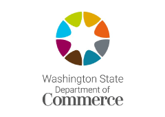 The logo for the Washington state department of Commerce, a partner of Bio Fiber Industries.